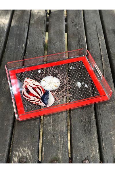 Queen Bee İstanbul Coral Sea Shadows Themed Plexiglass Tray 40x30 cm