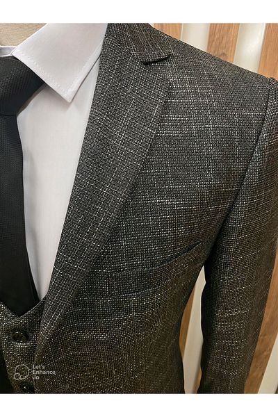 Costtum Men's Wear Woven Melange Vest Suit