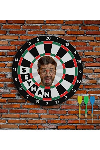 Bk Gift Kişiye Özel Isimli Fotoğraflı Eğlenceli 40cm Dart Oyun Seti Model 1