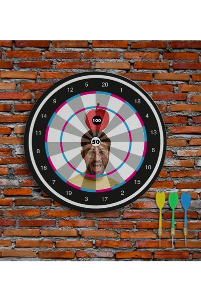 Bk Gift Kişiye Özel Fotoğraflı Eğlenceli 40cm Dart Oyun Seti Model 3