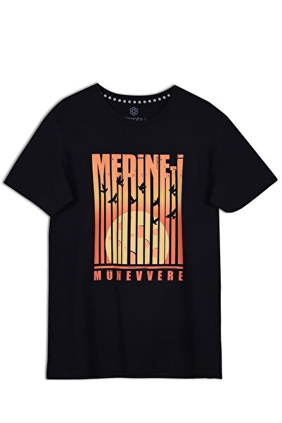 Dembu Medine Tasarım Bisiklet Yaka Siyah Pamuk T-shirt 22’