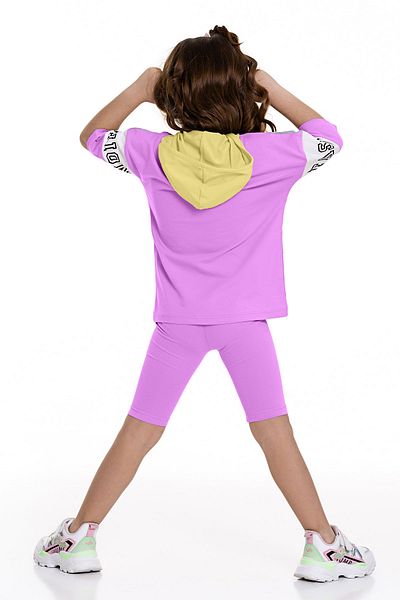 Toçka Girl's Front Zippered Hooded School Printed Oversize Leggings Set