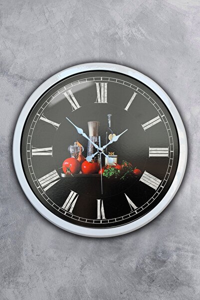 Kasva Concept Hediyelik 40 Cm Beyaz Metal Mutfak Duvar Saati