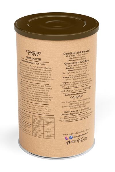 Comodo Coffee Orta Kavrum Turkish Coffee 250g X 3 Pieces Metal Tin Box 750 Gr