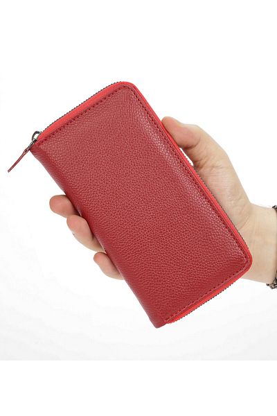 HighClass Unisex Vegan Leather Red Card Holder Wallet with Compartment