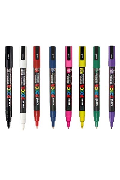 Uni Posca Marker Pen Pc-3m (0.9-1.3mm) Set of 8 Basic Colors