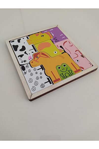 Ankebut أحجية خشبية لحيوانات المزرعة الملونة مكونة من 8 قطع