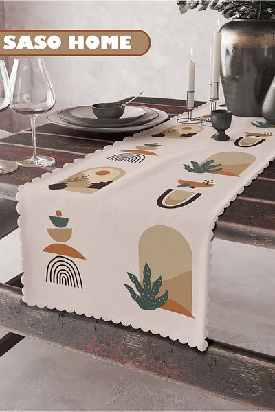 SasoHome Ethnic African Surrealist με μοτίβο Ποιοτικό Βελούδινο Ύφασμα 45x140 cm Διακοσμητικό - Δρομέας δώρου