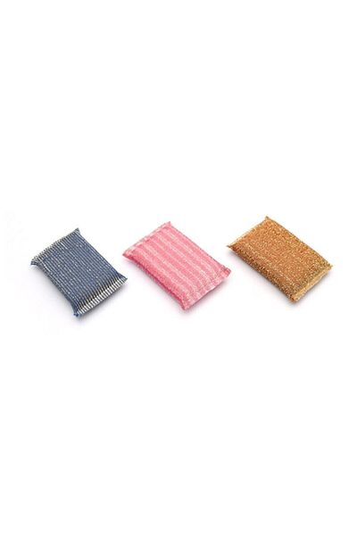 Fine Clean Dish Scrub Sponge 3 Pack Metalic Dish Wire