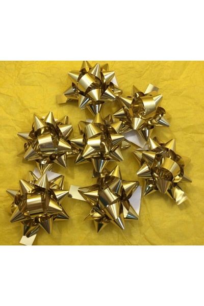 Cimricik Gold Metallic Self Adhesive Bow Star Raffia 100 Pieces Gift Package Ornament