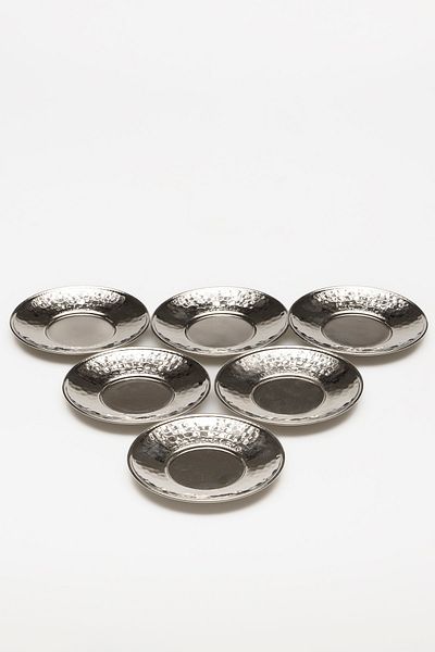 DMT COPPER HOME Copper Hand Forged Tea Plate Set & Tea Plate 12 Pieces for 6 People (6 Cups with Gift)
