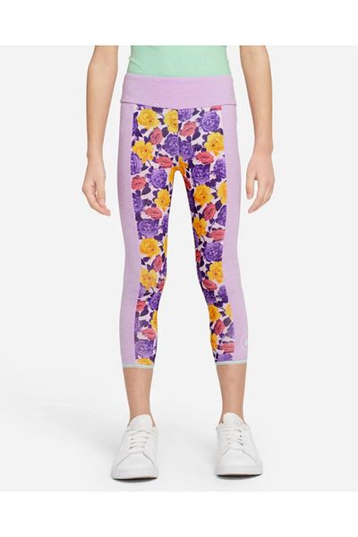 Nike AOP Icon Clash Purple Patterned Girls' Leggings - 36J044-P3I