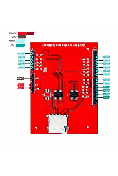 ROBİZ 2.4 Inch 320x240 Tft Lcd Shield Resiztif Dokunmatik Microsd Soket Reset...