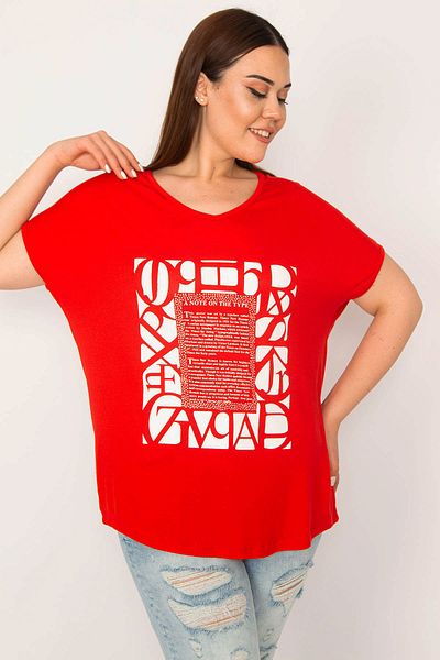 Şans Plus Size Blouse - Red - Regular fit