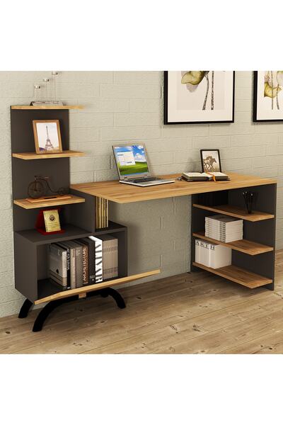 Kalender Dekor Olivia Dolaplı Bilgisyar Masası Çalışma Masası Kobe antrasit OL06