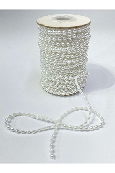 Limelia Beyaz Plastik Şerit Yarım Inci 4 Mm 10 Mt