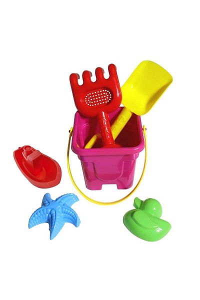 Erdem Oyuncak Bucket Shovel Rake Molds And Small Boat Sea Beach Play Set