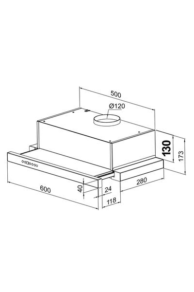KÜGERR A100 60 Cm Inox Sürgülü Sessiz Aspiratör