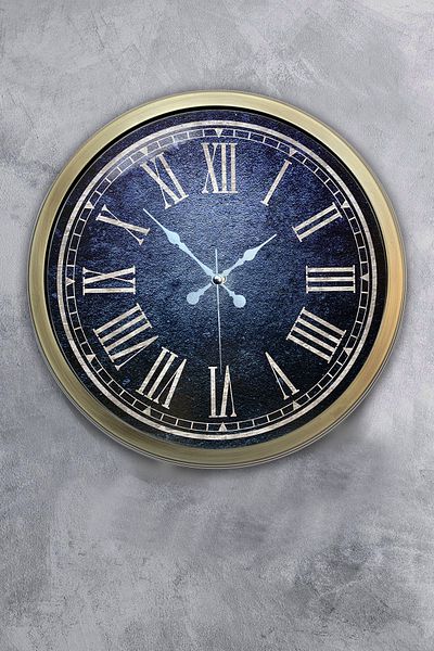 Kasva Concept Cadou 40 Cm Ceas De Perete Albastru Metal Antic