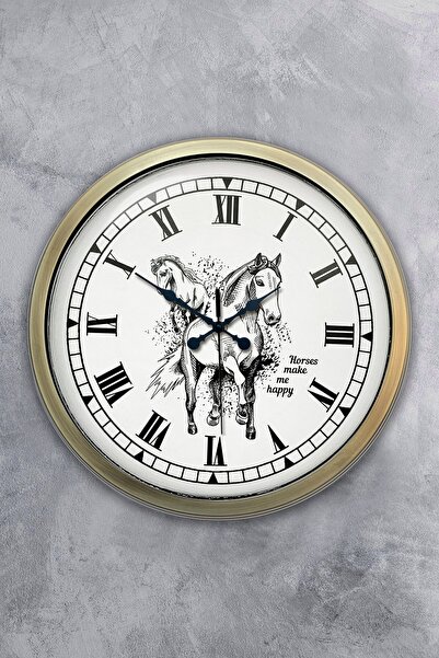 Kasva Concept ساعة حائط هدية على شكل حصان معدني عتيق مقاس 40 سم