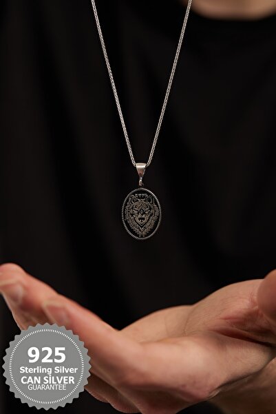 CAN SİLVER 925 Ayar Kurt Figürlü Özel Tasarım Gümüş Erkek Kolye