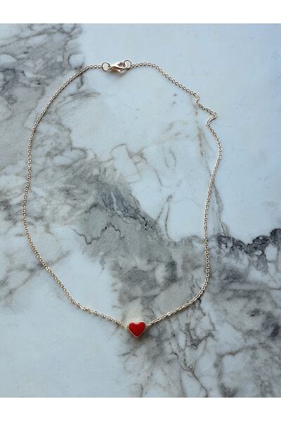 fullcontrol Kadın Altın Renk Kırmızı Kalp Minimal Kolye