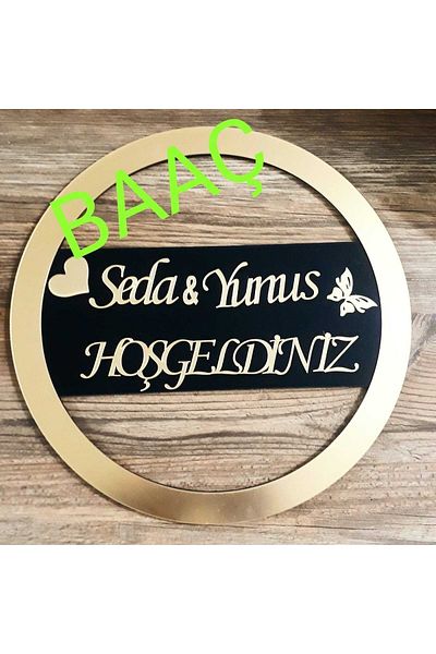 BAAÇ Gold Plexi Door Ornament on Wood