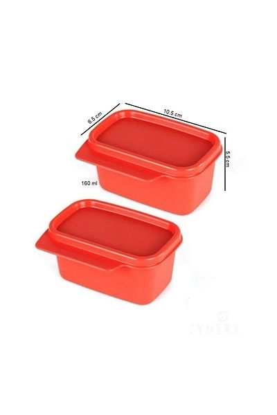 Tupperware Square Storage Container 2x160 Ml Multi-Purpose Storage Orange