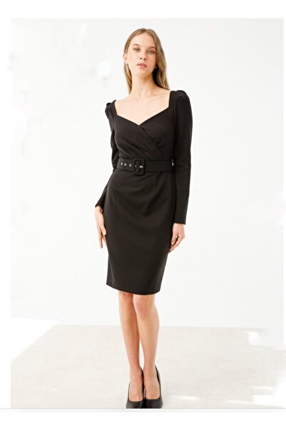 Ekol Kruvaze Kemerli Elbise