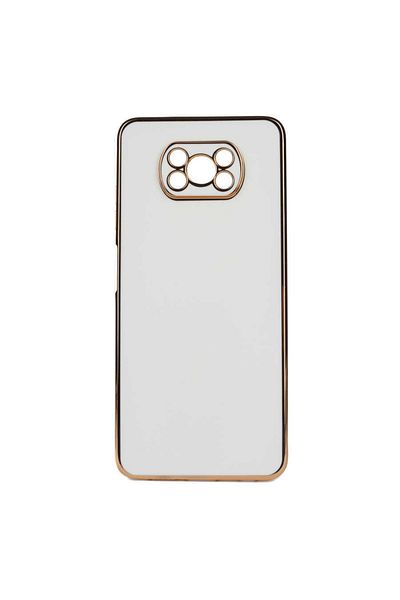 Fibaks حافظة Xiaomi Poco X3 - X3 Pro متوافقة مع X3 Pro غطاء حماية الكاميرا المطرز باللون الذهبي اللامع