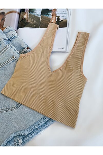 WAHSHE Gizli Destekli Seamless Fitilli Crop Top Nude
