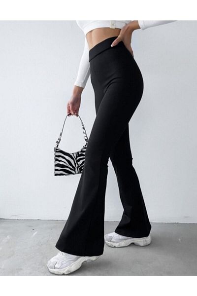 Winmoda34 Women's Flared Leg High Waist Pants