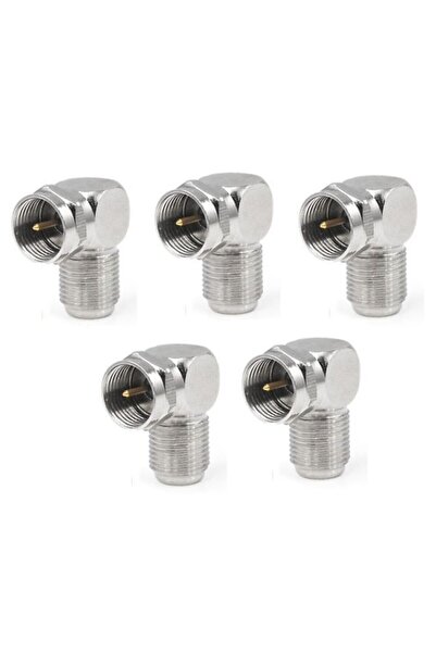 YILTECH 5ad 5 Adet 90 Derece L Tip Vidalı Metal F Konnektör Uydu Anten Lnb Kablo Ucu Konnektör