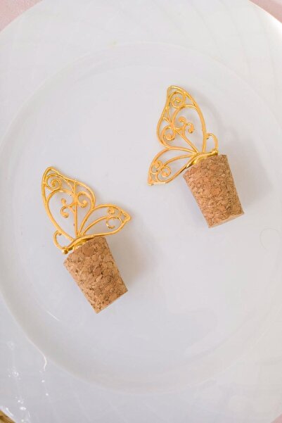 Emtory Home 2 Adet Dekoratif Gold Kelebek Tıpa