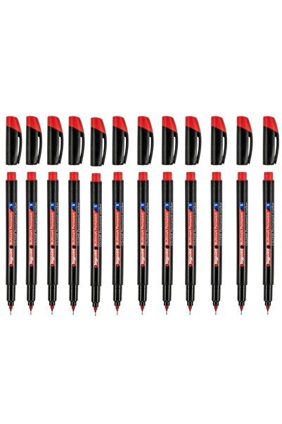 Bigpoint Permanent Marker (acetate) Pen S 0,3 Red Set of 12