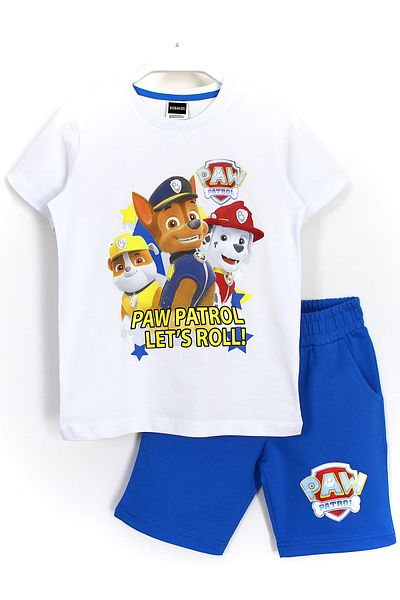 DobaKids Set Imprimat Paw Patrol Rubble Marshall Chase Alb Albastru