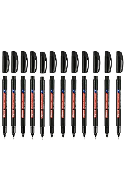 Bigpoint قلم تحديد دائم (أسيتات) S 0.3 أسود (أسود) مجموعة من 12 قلم