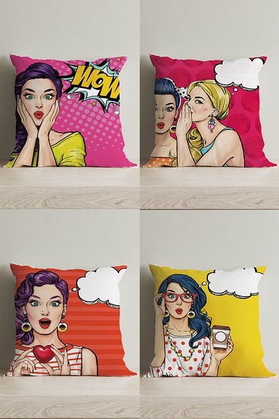 LadiesHome Special Design Double Sided Digital Printed Decorative Throw Pillow Cover 4 Pieces