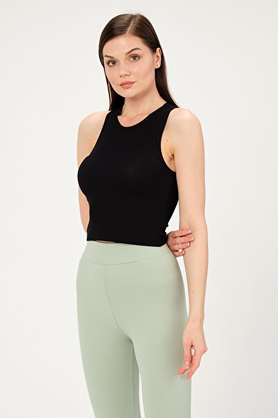 PUNKY CAT Women's Black Sleeveless Crop Blouse