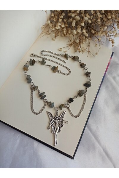 Luka Aksesuar Doğal Taş Kolye Doğal Taş Labradorit Kolye Zincirli