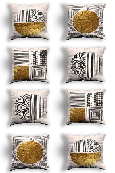 Skhome Husă de pernă decorativă din 8 piese, imprimată pe două fețe, cu design special (8LİKOM302)
