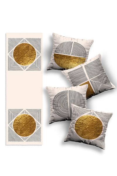 Skhome Husă de pernă decorativă din 4 piese, imprimată pe două fețe, cu design special (KOM302-R402)