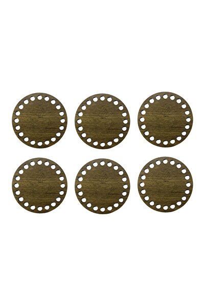 aladepo Дървена подложка за чаши (цвят орех с дупка) 6 броя