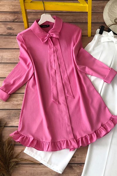 MODAQU Frilly Tunic - Candy Pink