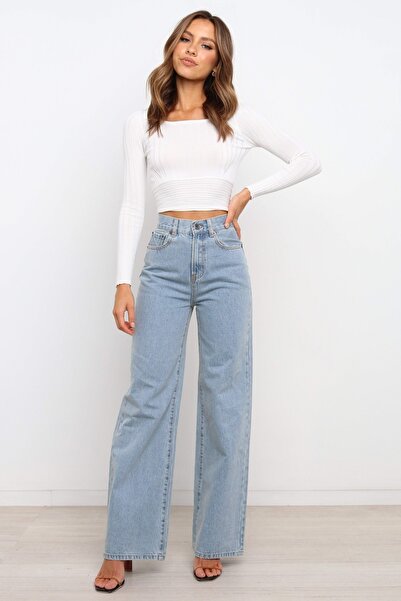 SANTA BELLA Ice Blue Snow Wash Palazzo Wideleg Jean Power Lycra Femei Culeger...