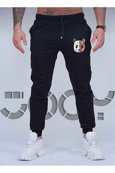 Jooy Company Ανδρική μαύρη χτενισμένη βαμβακερή παντελόνα Tokyo Panda