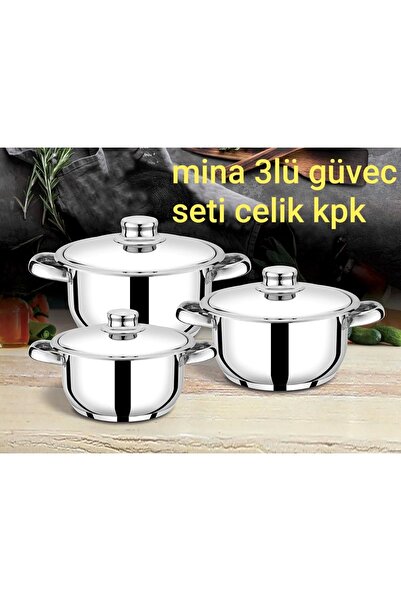 Sole Mina 6 Parça 14-16-18 Cm 3'lü Güveç Seti Çelik Kapaklı
