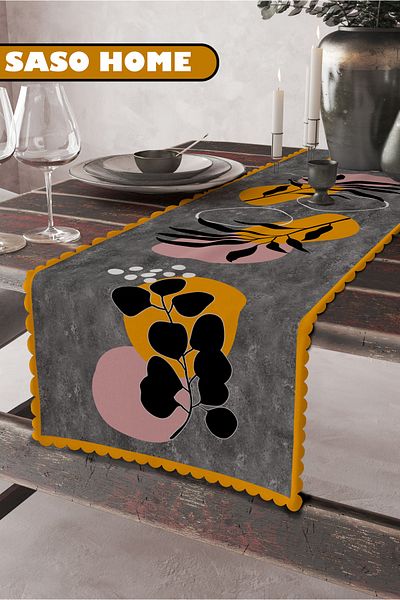 SasoHome Leaves Of The Night Tesatura de catifea de calitate cu model 45x140 Cm Decorativ - Aler de cadou