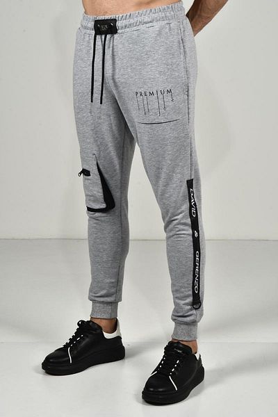 DAVID&GERENZO Παντελόνι Jogger με γκρι ραβδώσεις Cargo Pocket
