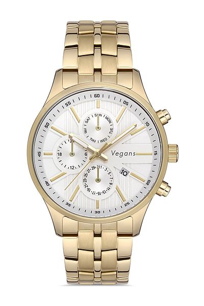 Vegans Men's Wristwatch with Calendar and Steel Strap